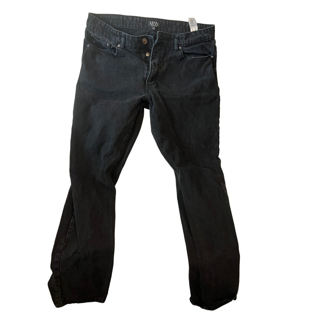 BooHooMan Black Straight Jeans Mens 38x32